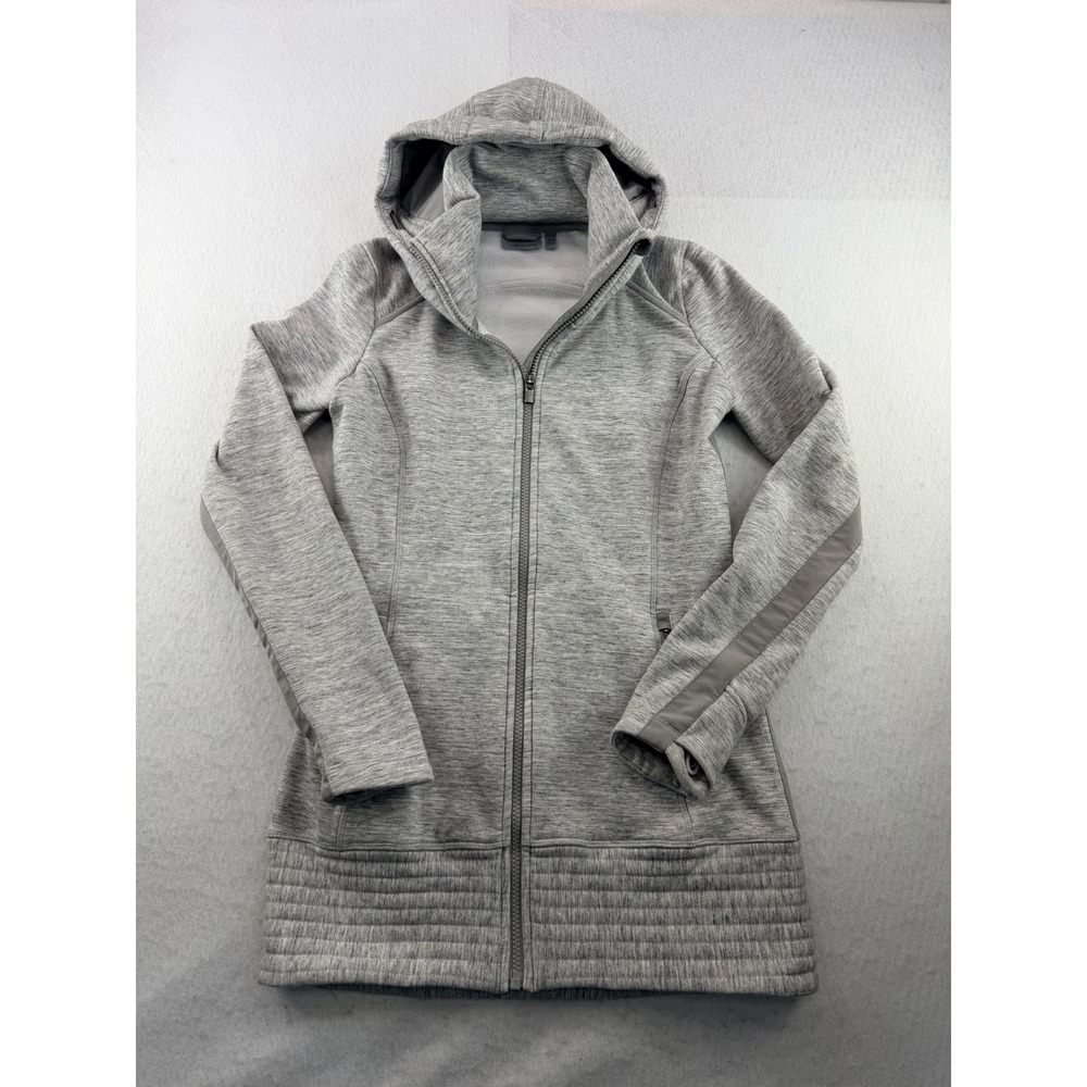 Athleta Gray Stronger Hoodie Full Zip Scuba Jacket XXS Heathered Space Dye
